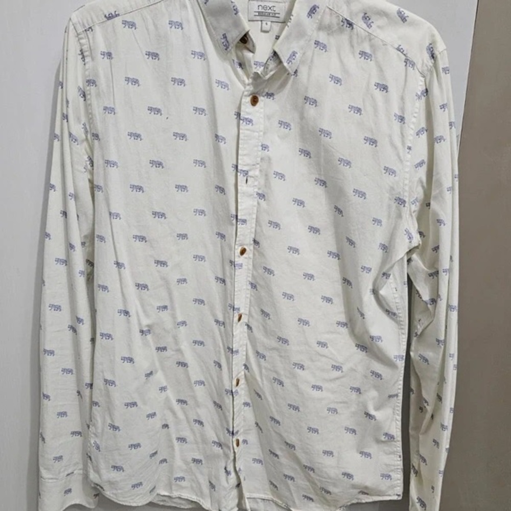 Next White Shirt with Blue Accents